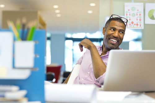 Worker happy of having Dental & Vision Insurance